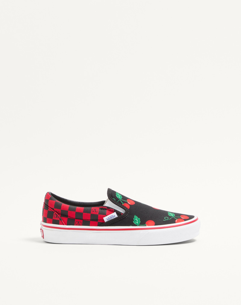 VALENTINO GARAVANI AND VANS SLIP-ON FABRIC SNEAKER WITH MAXI CHERRYFIC PRINT AND VLOGO CHECKERBOARD 1