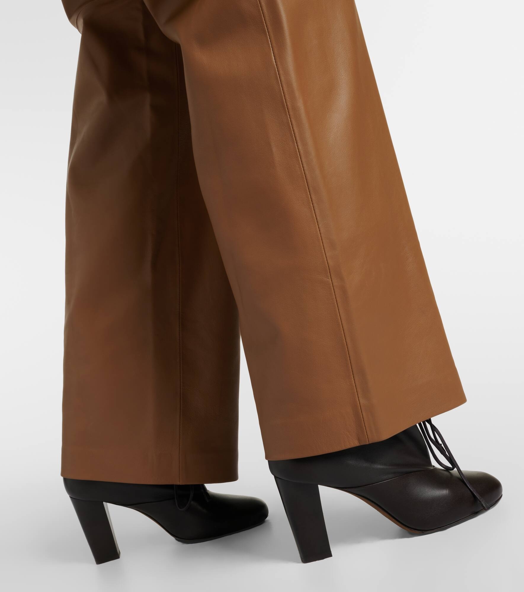 High-rise leather wide-leg pants - 5