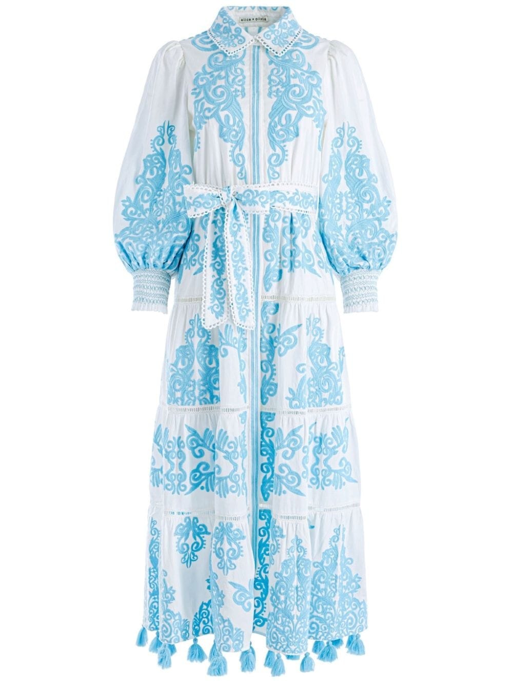 Shira floral-embroidered shirtdress - 1