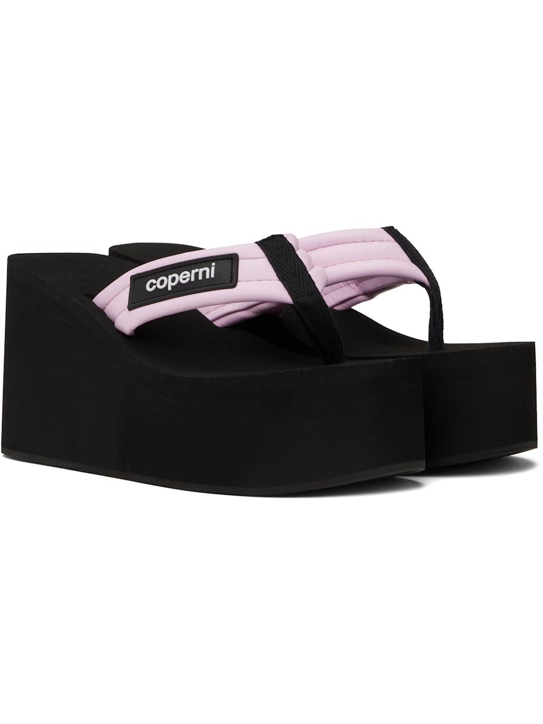 Black & Pink Branded Wedge Sandals - 4
