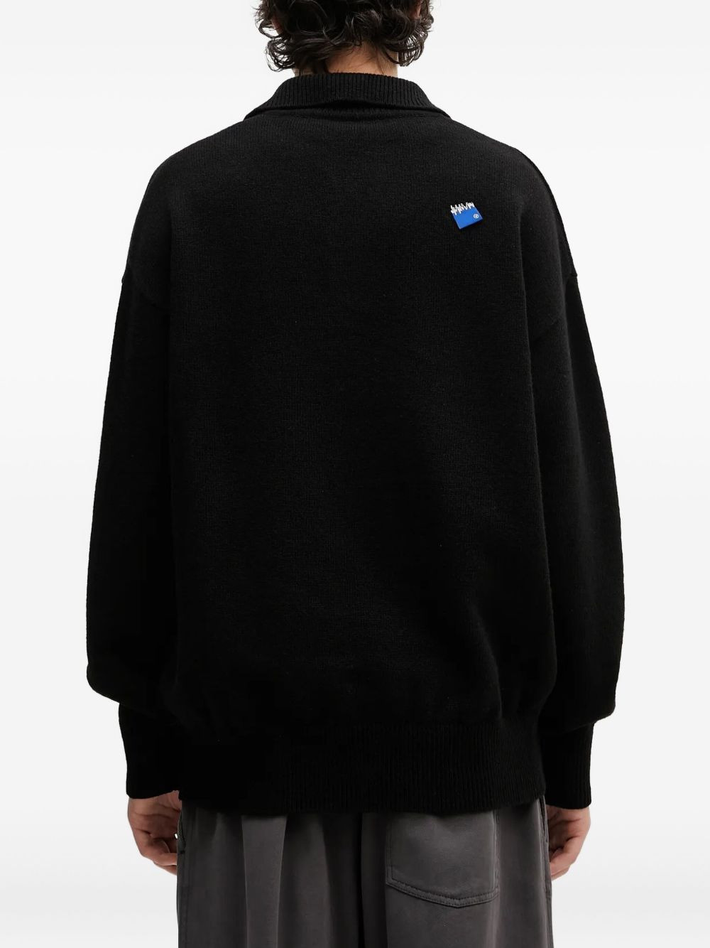 polo-neck logo-patch sweater - 3