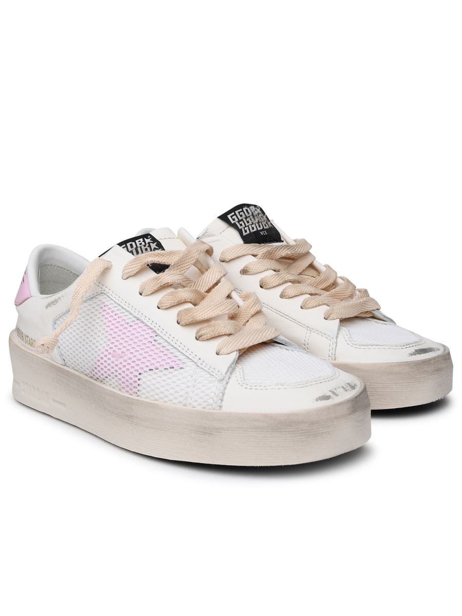 GOLDEN GOOSE STAND-UP SNEAKERS IN WHITE LEATHER BLEND - 2