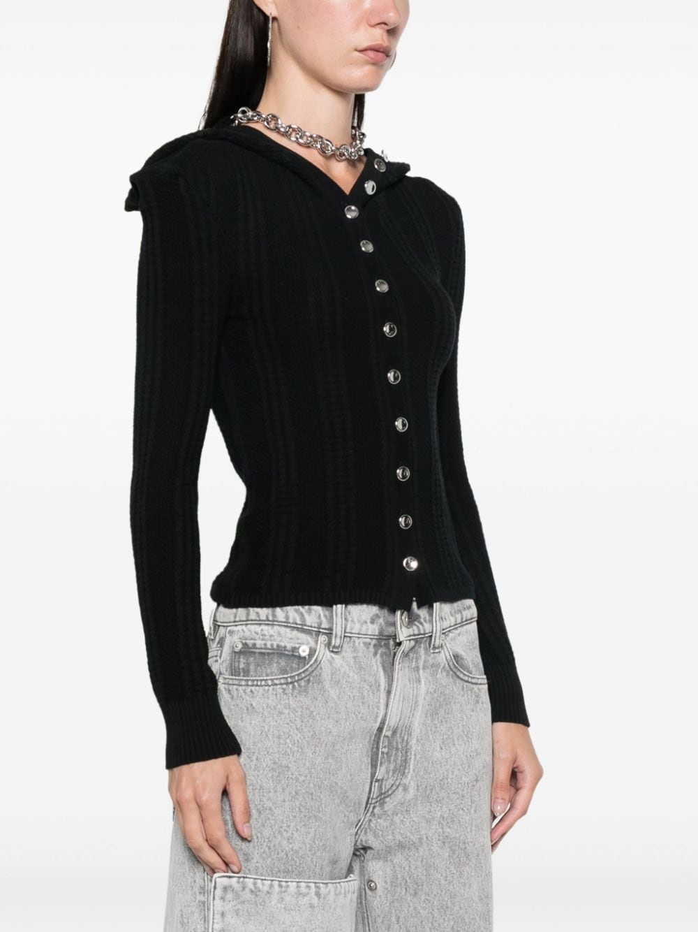 chain-link detail cardigan - 3