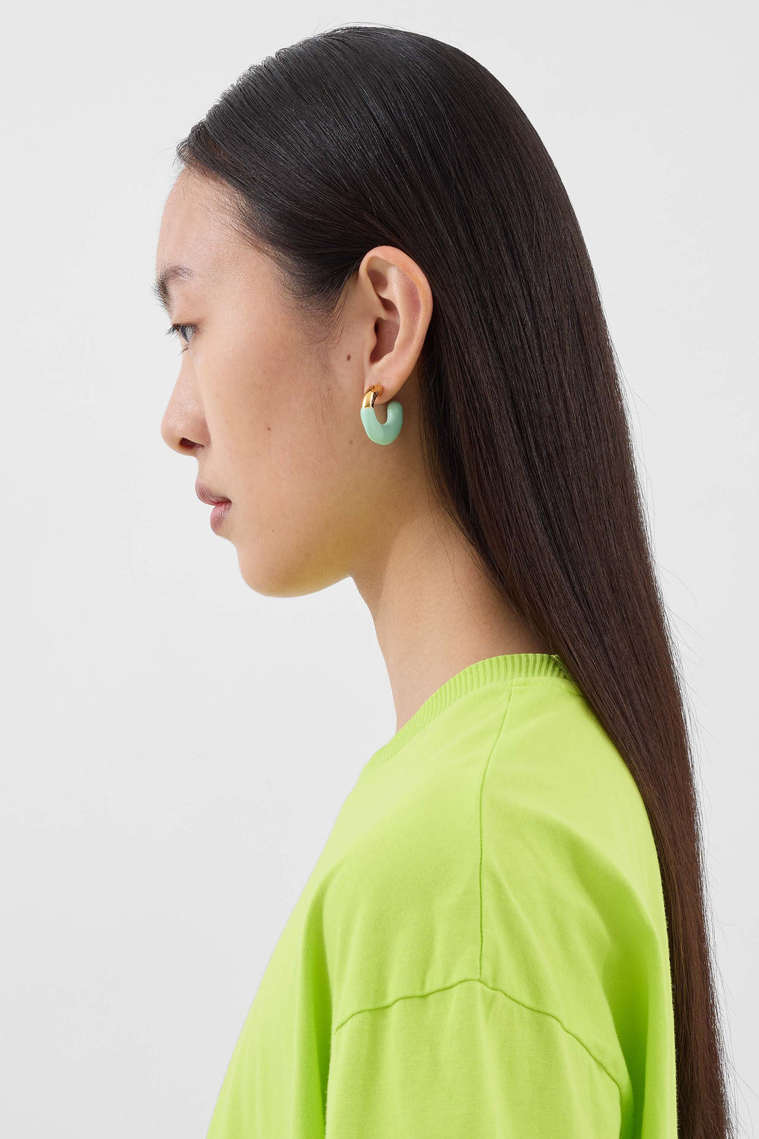 MINI RUBBERIZED EARRINGS GOLD / light green - 3