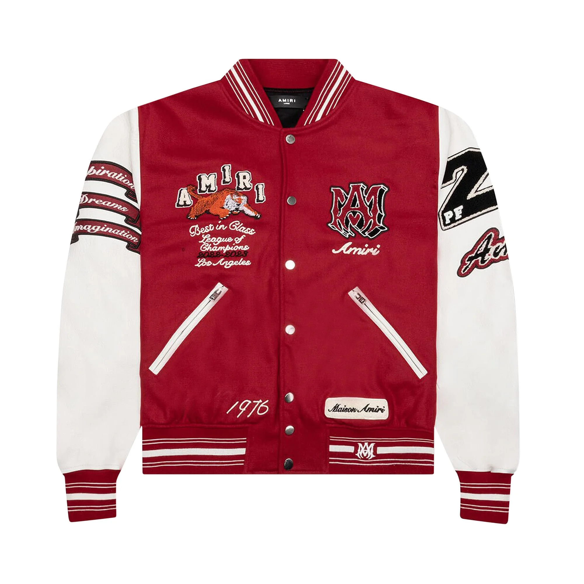 Amiri Vintage Patch Varsity Bomber Jacket 'Red' - 1