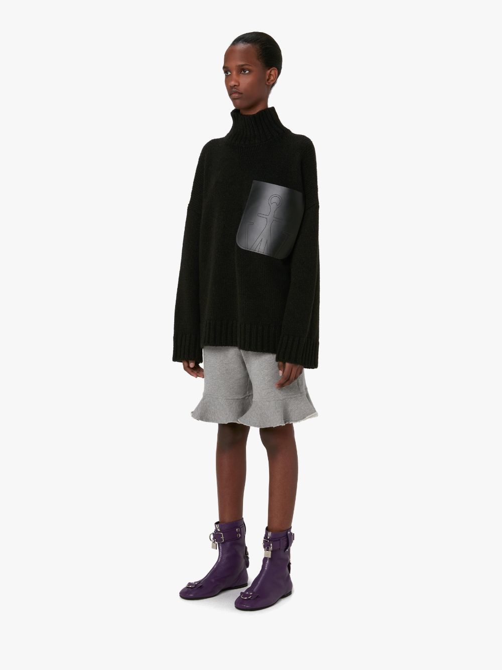 JW Anderson fringed-cuffs merino wool jumper - Black