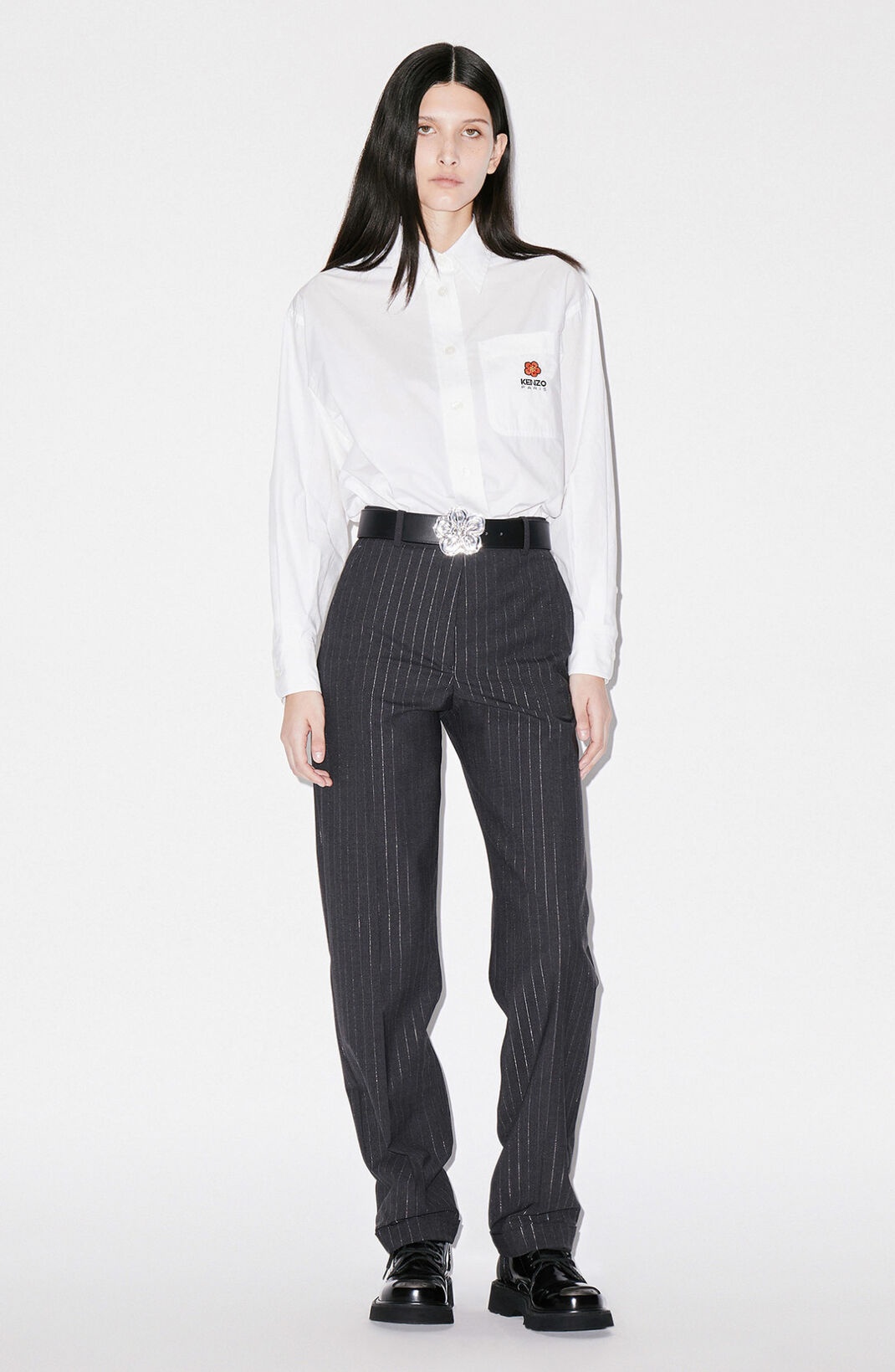 Cropped striped wool suit trousers - 3