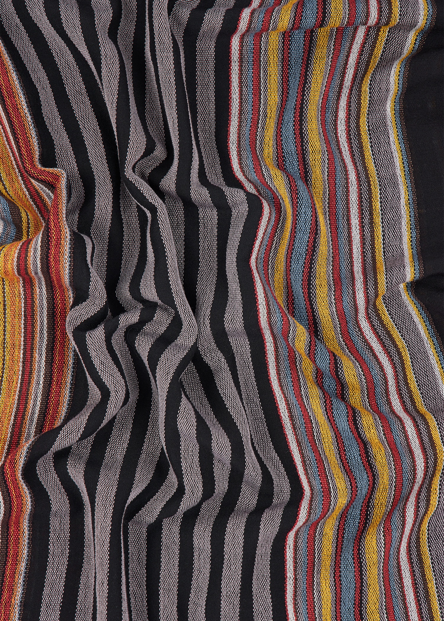 Black Viscose-Wool 'Signature Stripe' Edge Scarf - 4