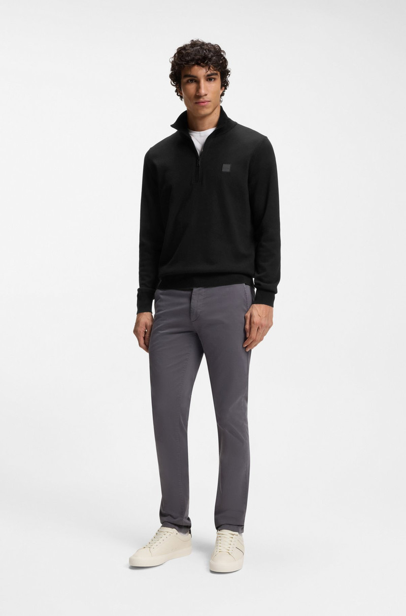 BOSS LOGO-PATCH ZIP-NECK SWEATER IN COTTON AND CASHMERE outlook