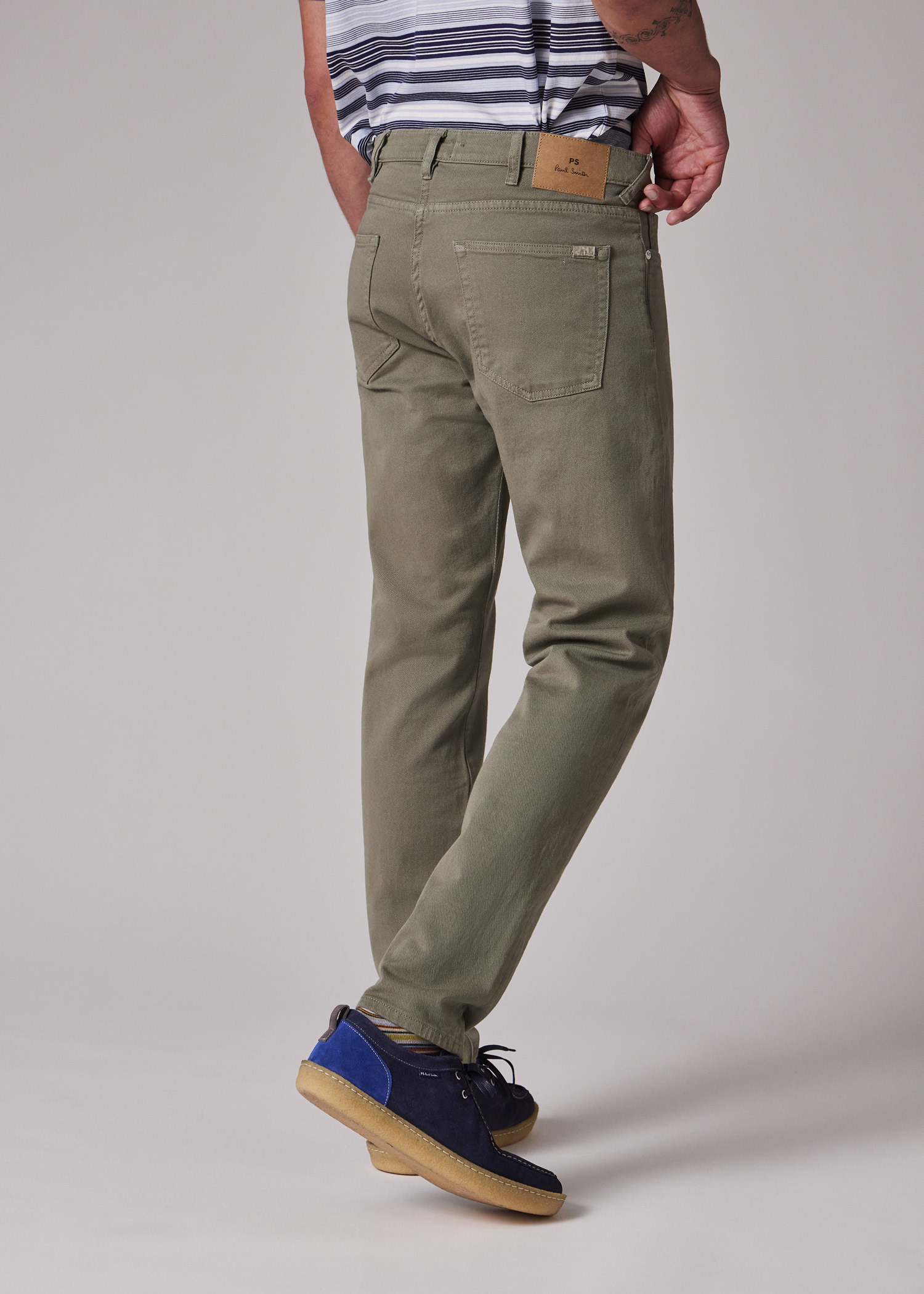 Tapered-Fit Washed Green Garment-Dyed Organic Cotton-Stretch Jeans - 6