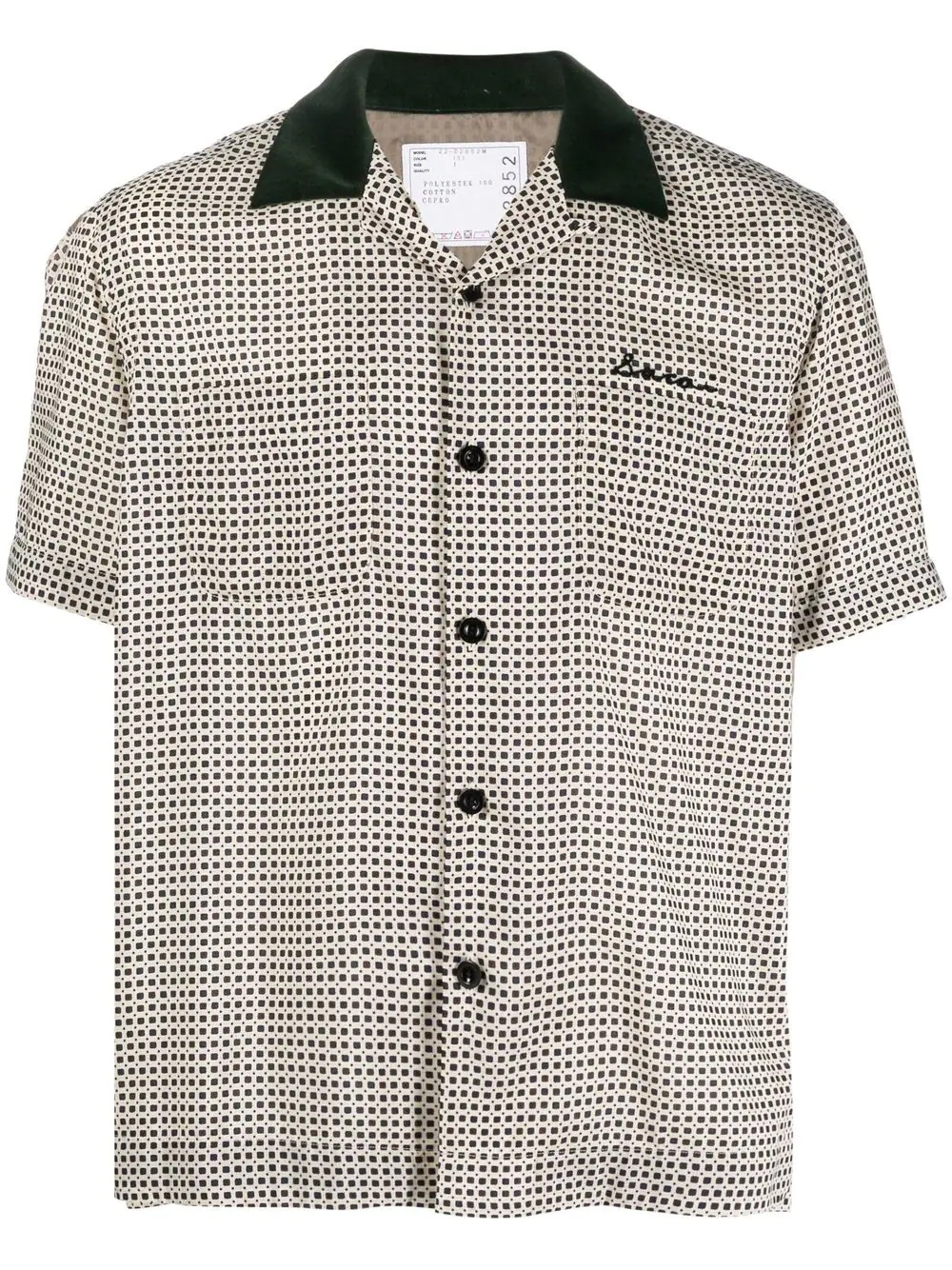 Komon-print bowling shirt - 1