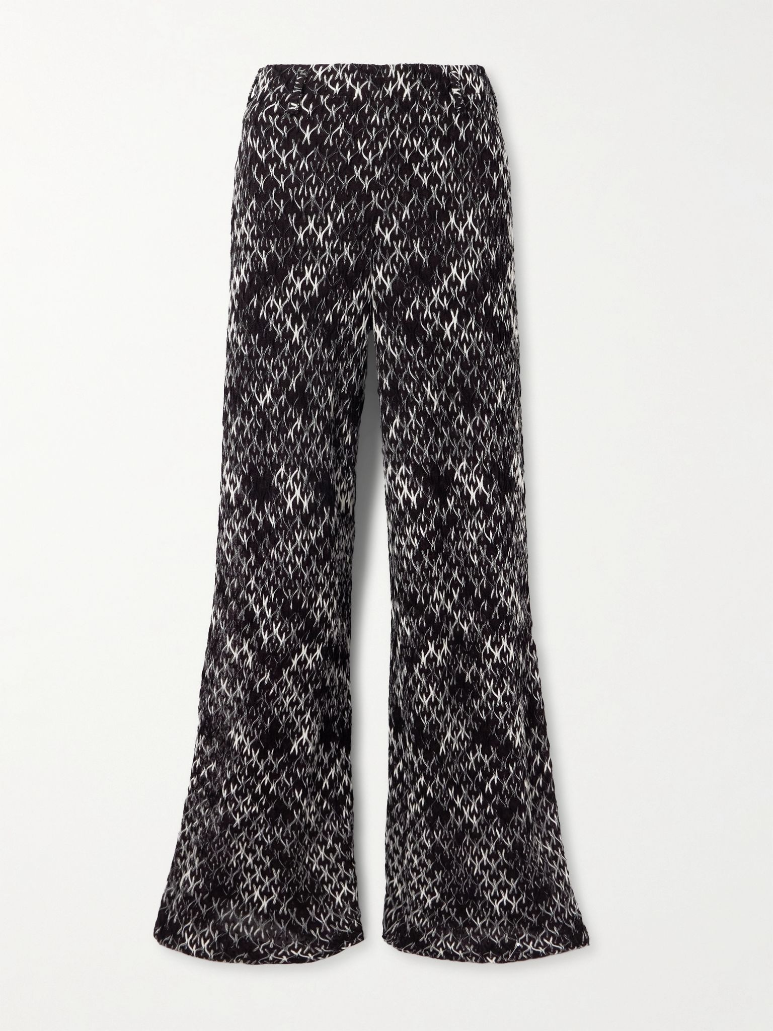 Crochet-knit space-dyed wool-blend wide-leg pants Dark brown - 1