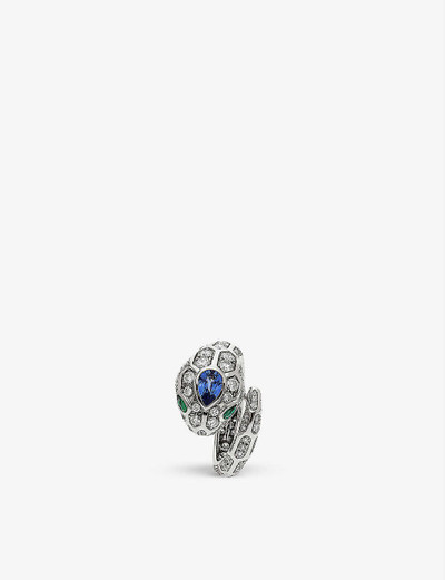 BVLGARI Serpenti Viper 18ct white-gold, 1.35ct brilliant-cut diamond, 0.58ct sapphire and 0.09ct emerald rin outlook