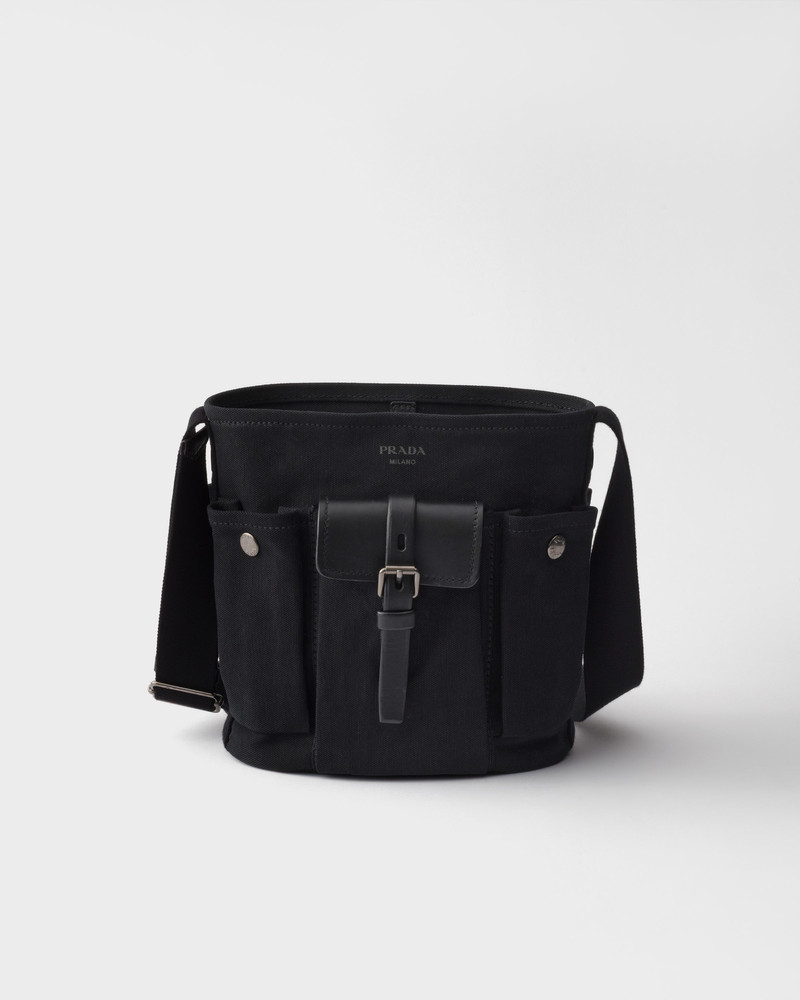Prada Route mini canvas and leather bucket bag 1