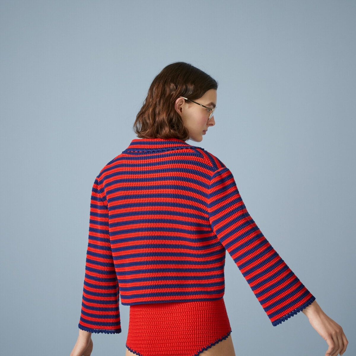 Striped crochet cotton jacket - 7