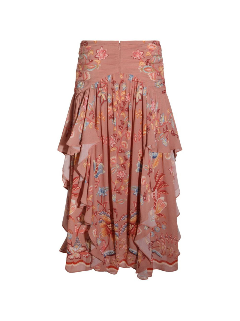 FARM RIO floral-print ruffled skirt outlook