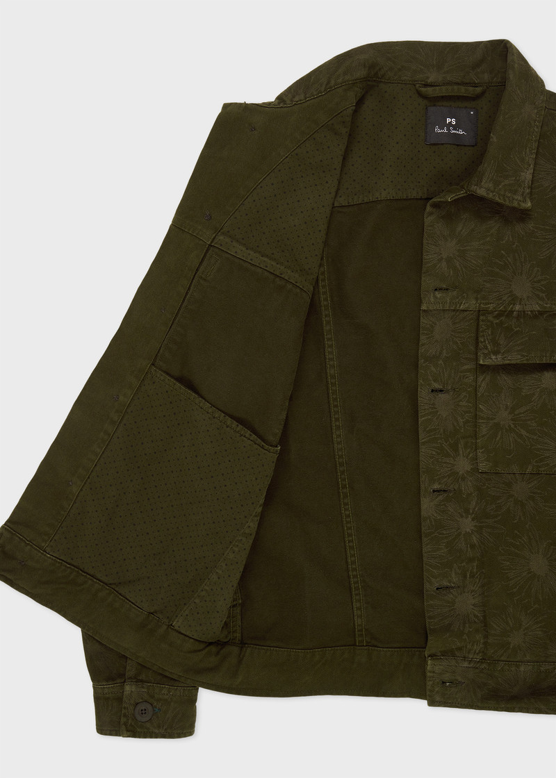 Khaki Cotton-Twill Floral Jacket 4