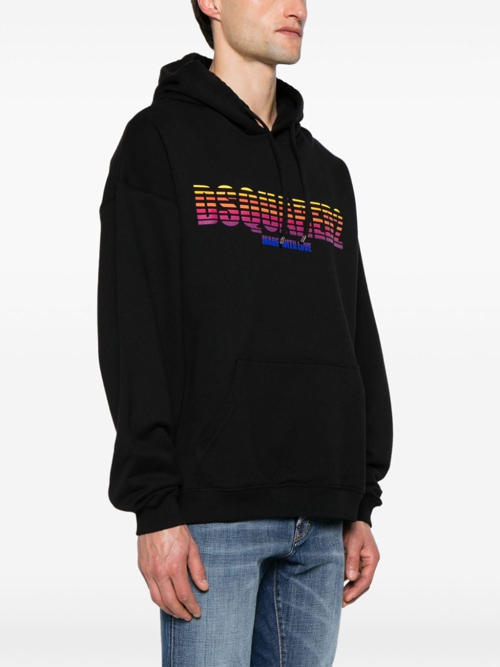 logo-print cotton hoodie - 3
