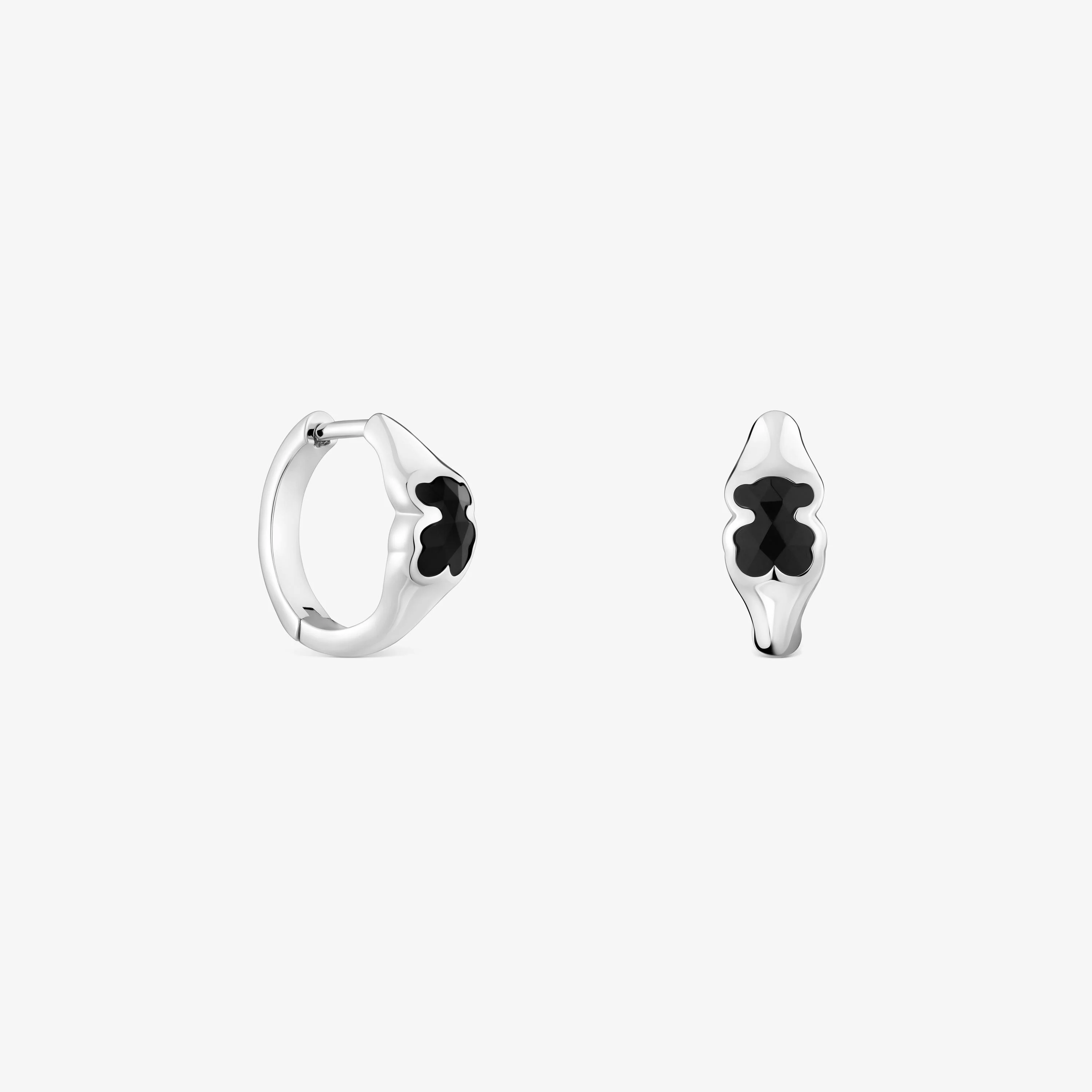 10 mm silver Hoop earrings with onyx bear motif TOUS Icon Color - 1