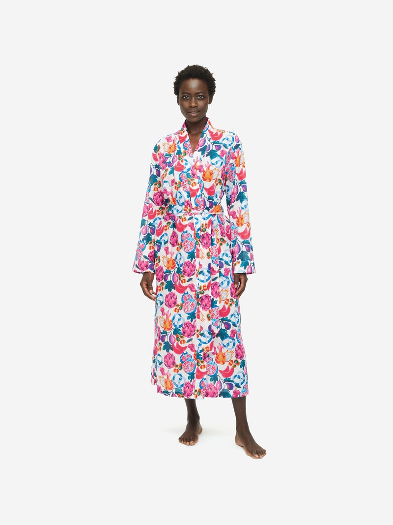 Women's Long Dressing Gown Ledbury 50 Cotton Batiste White - 4