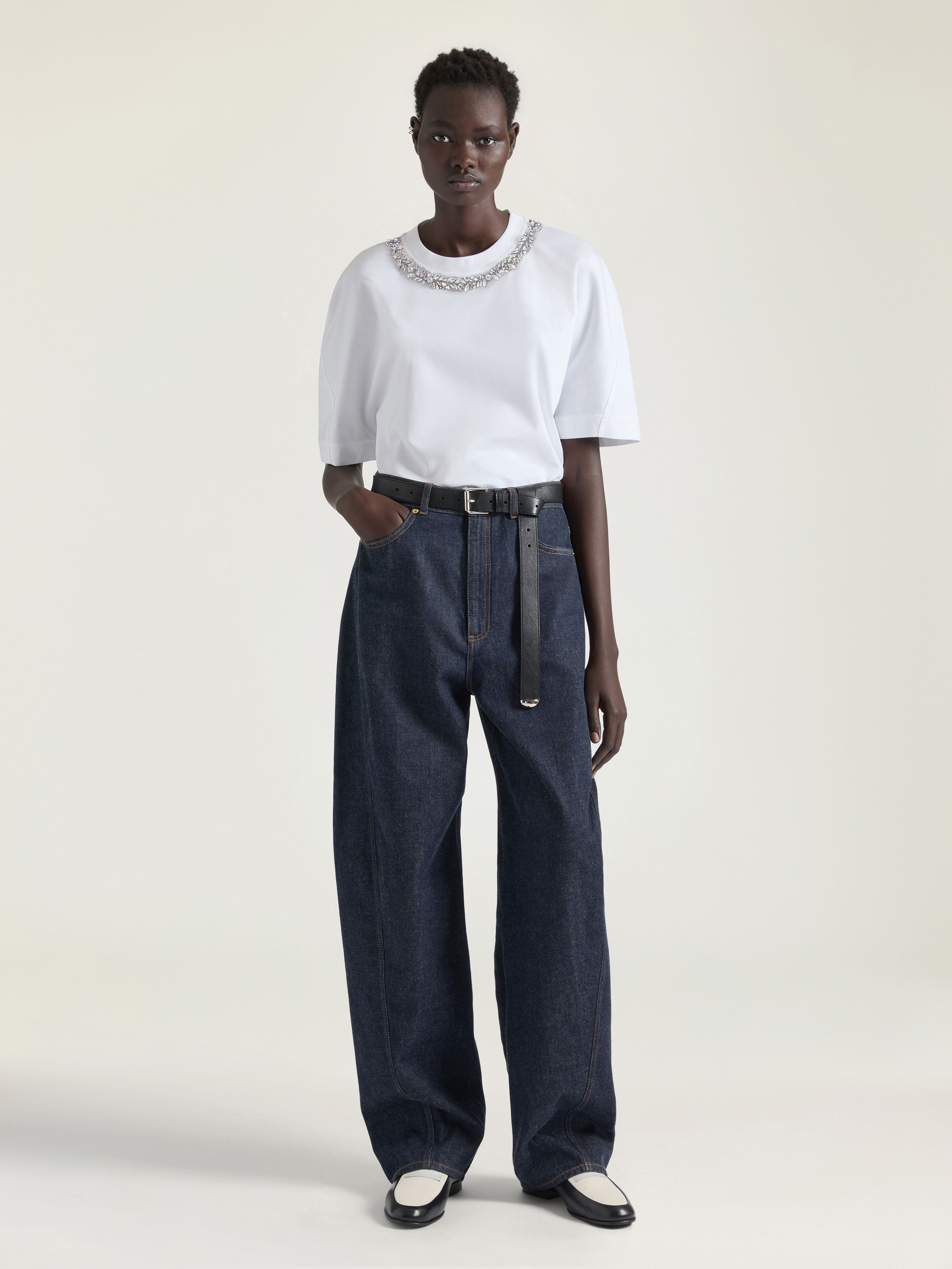 COCOON PANTS IN RAW DENIM - 4