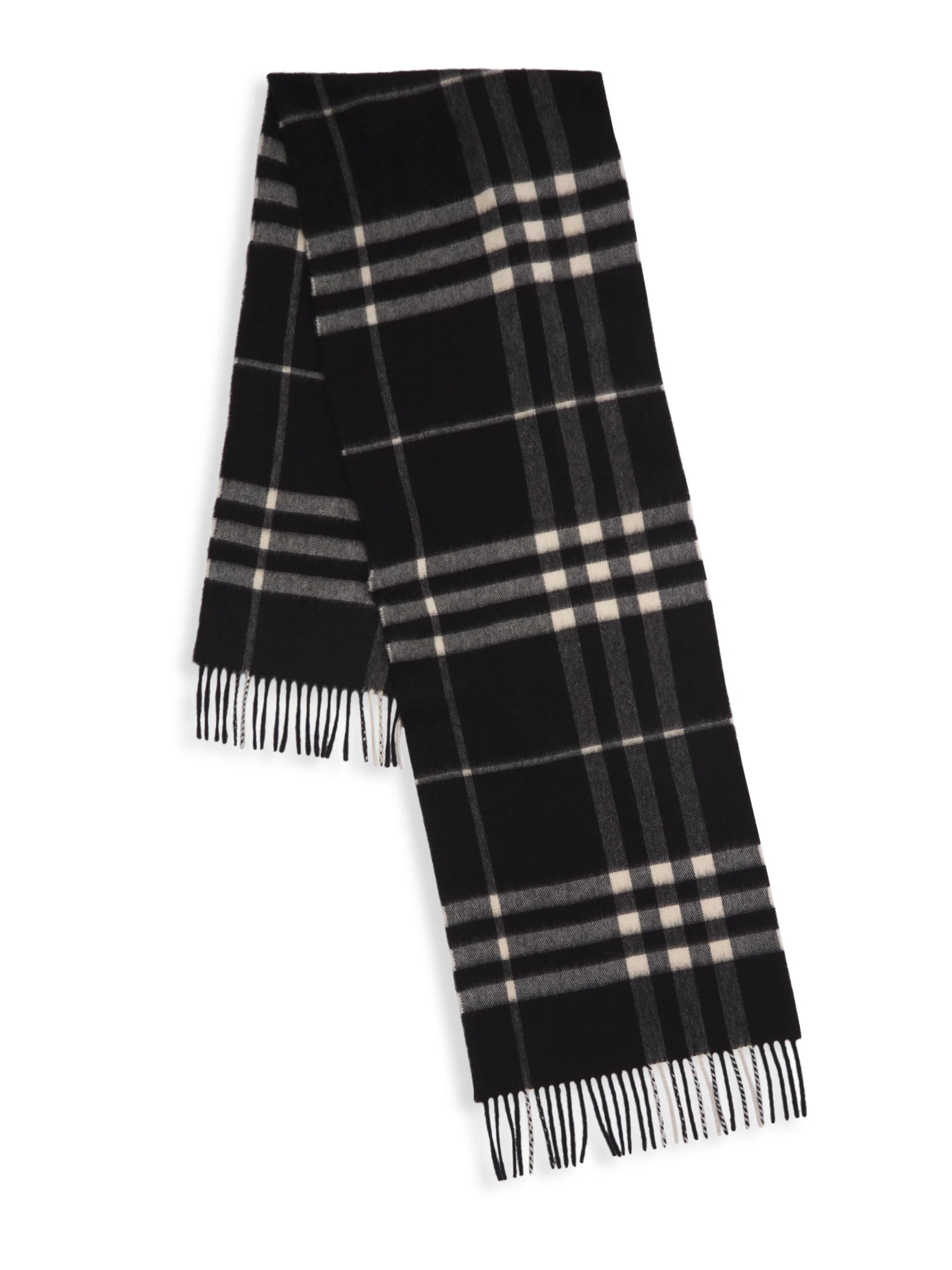 Men's Giant Check Cashmere Scarf - Black Calico Check - 1