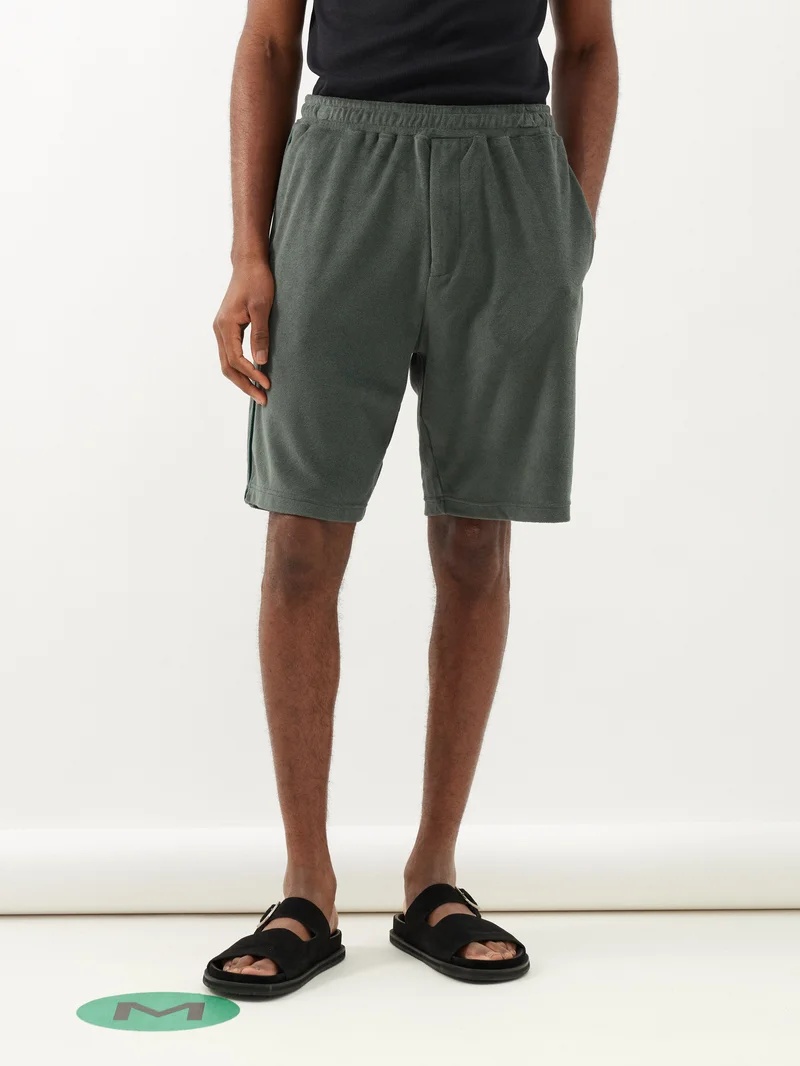 Elasticated-waist cotton-blend terry shorts - 1