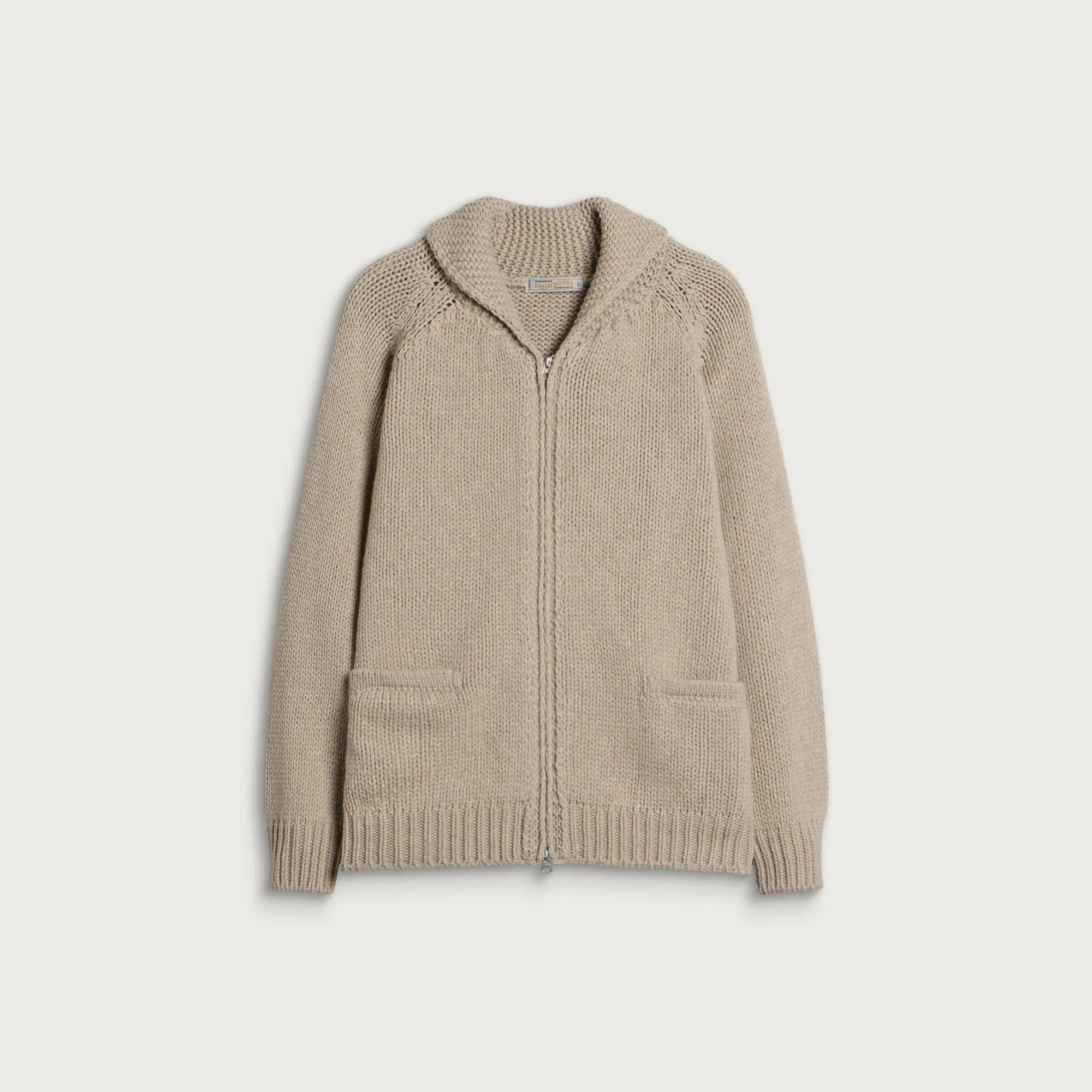 FrizmWORKS Heavy Cowichan Zipup Cardigan - Oatmeal - 1