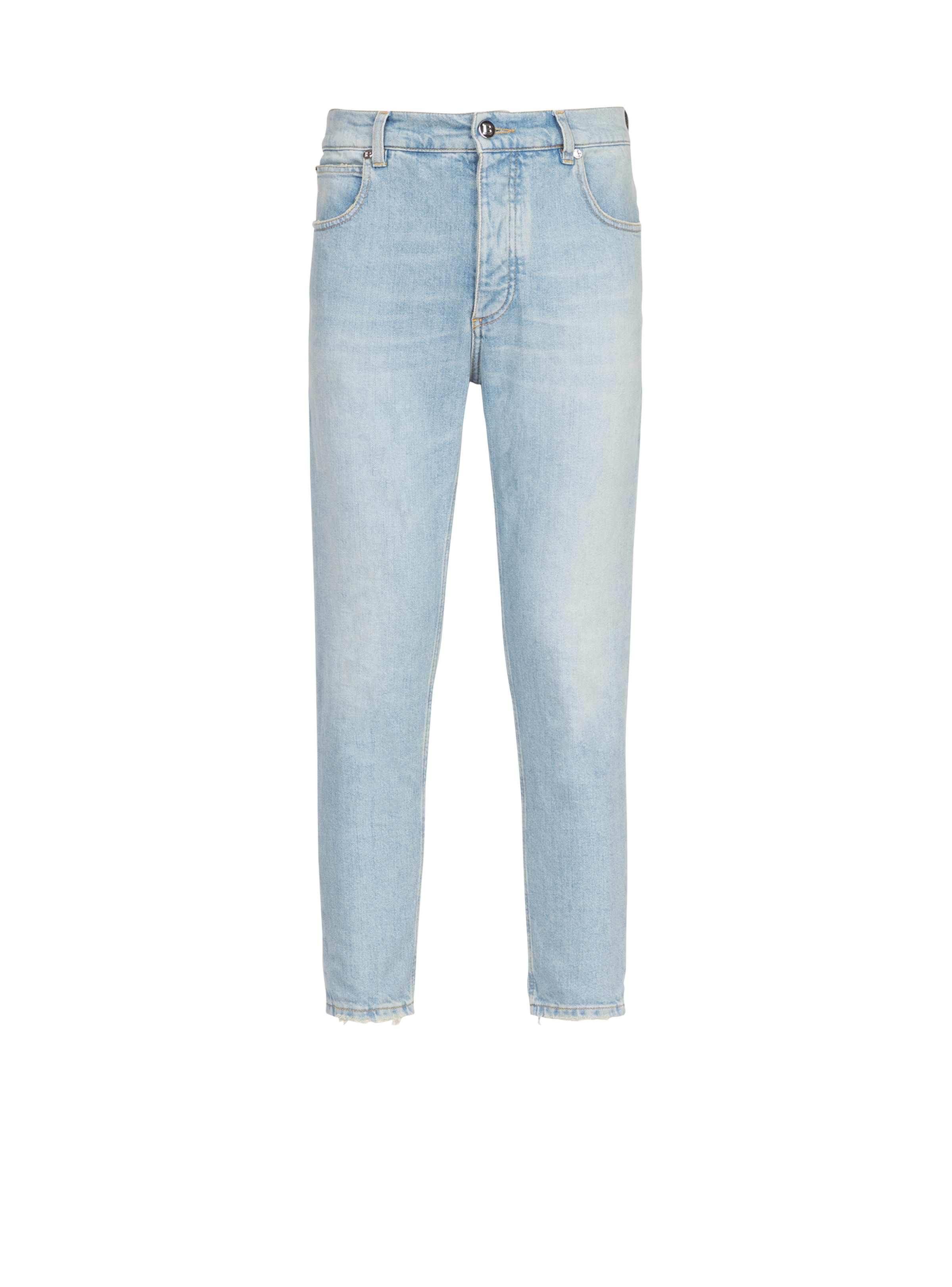 Slim cut  eco-designed denim cotton jeans with embossed Balmain logo - 1