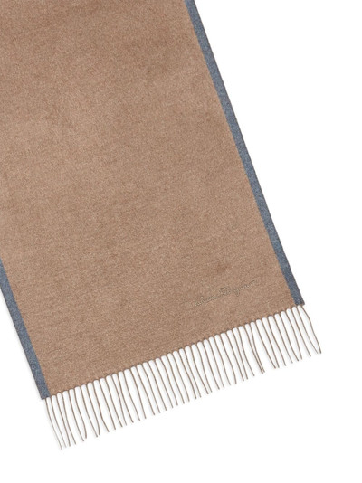 FERRAGAMO two-tone fringed-edge silk scarf outlook