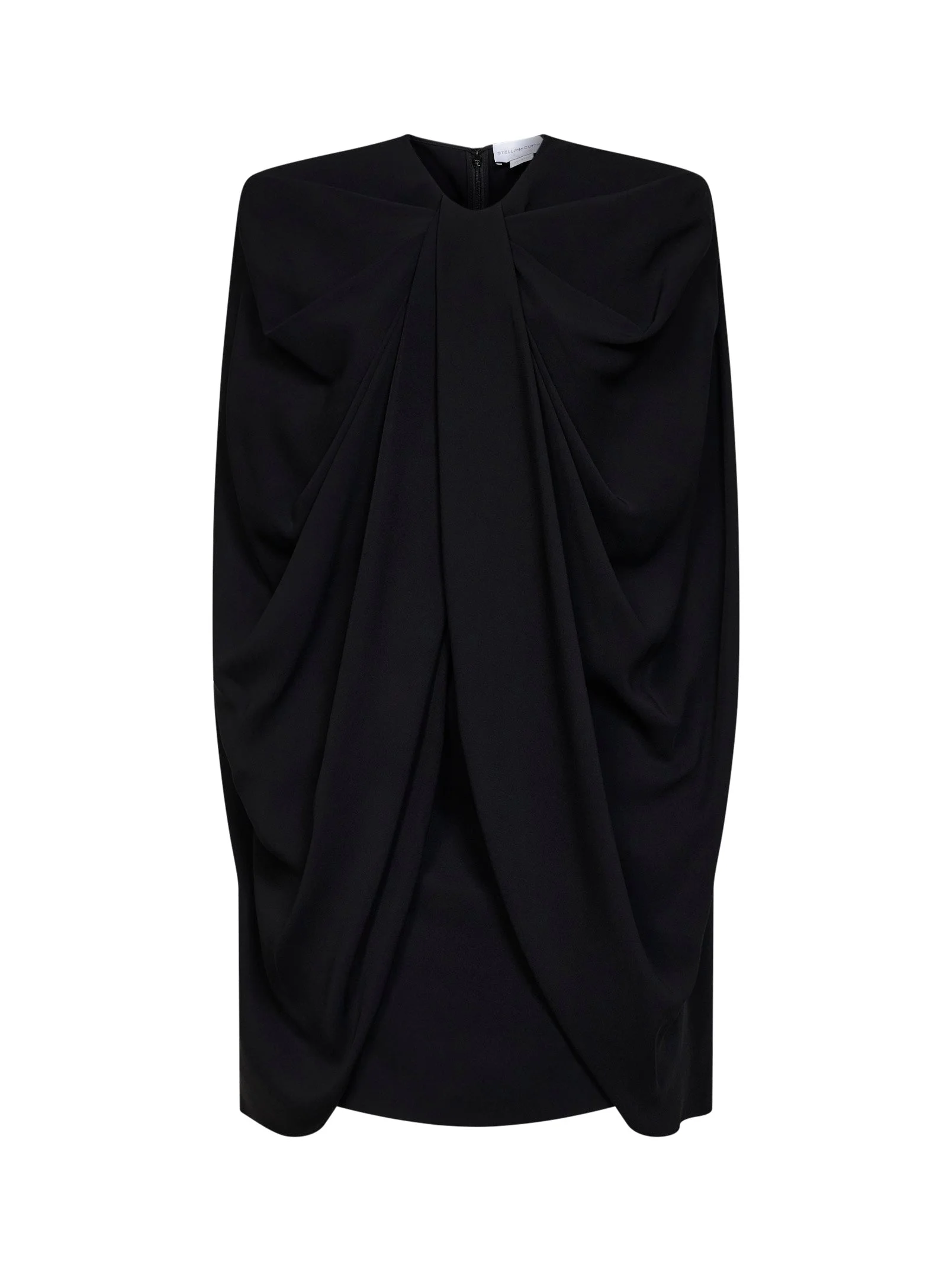 Black stretch viscose cape mini dress - 1
