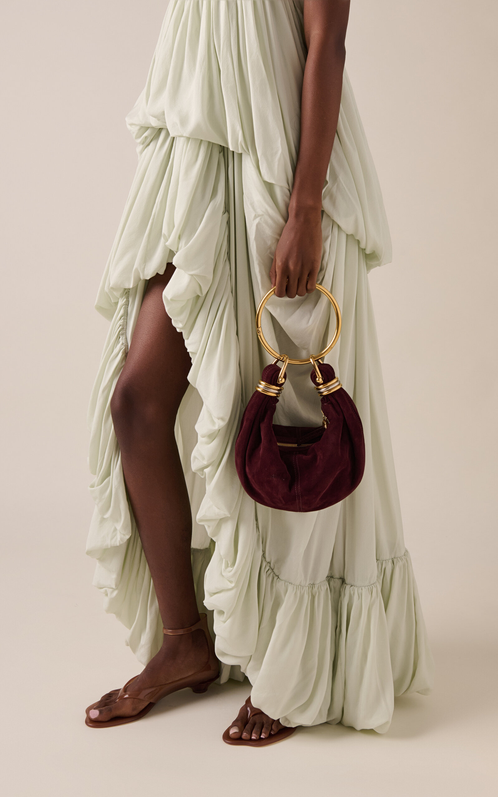 Bracelet-Handle Suede Shoulder Bag purple - 2