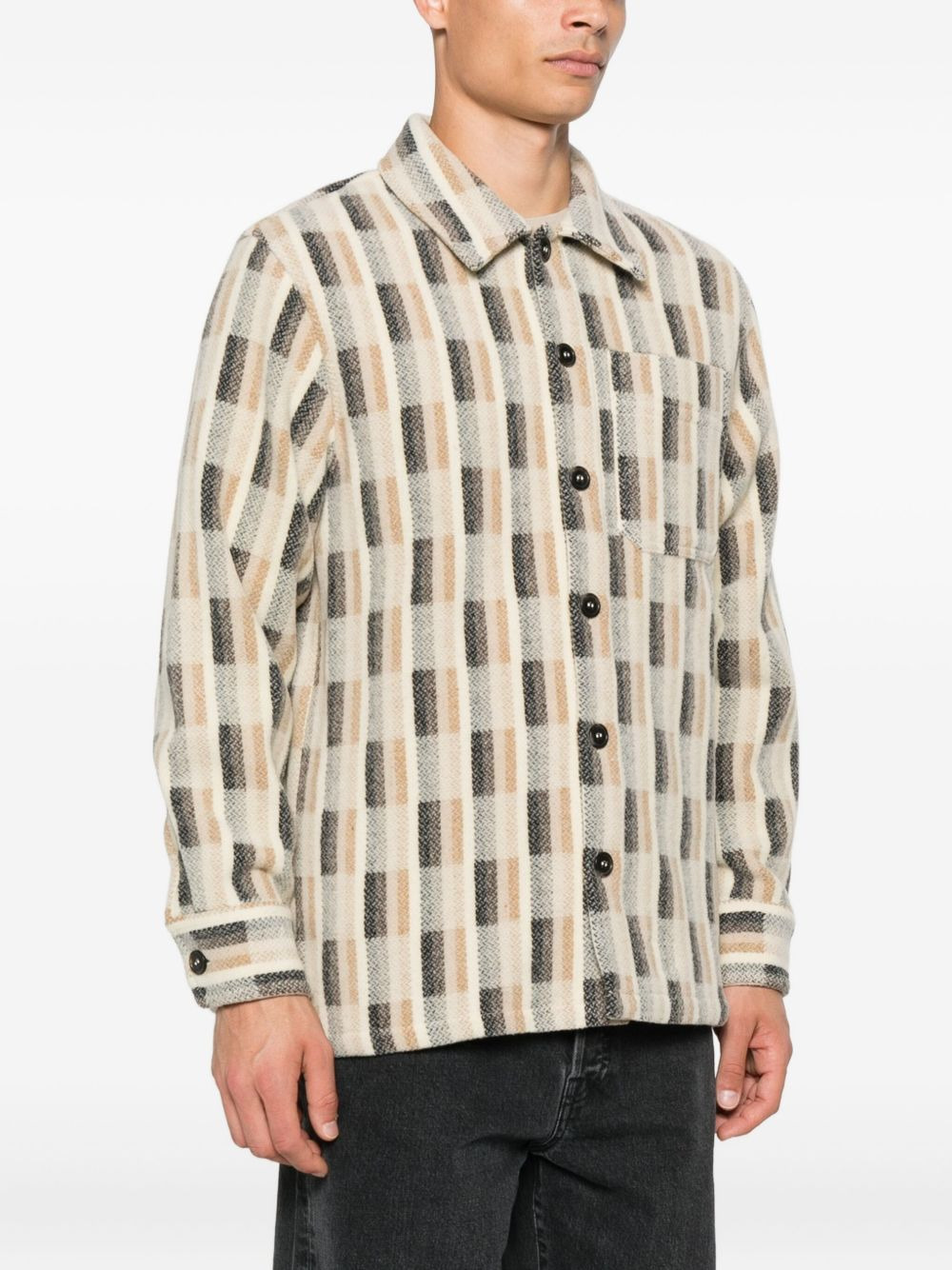 checked wool jacket - 3