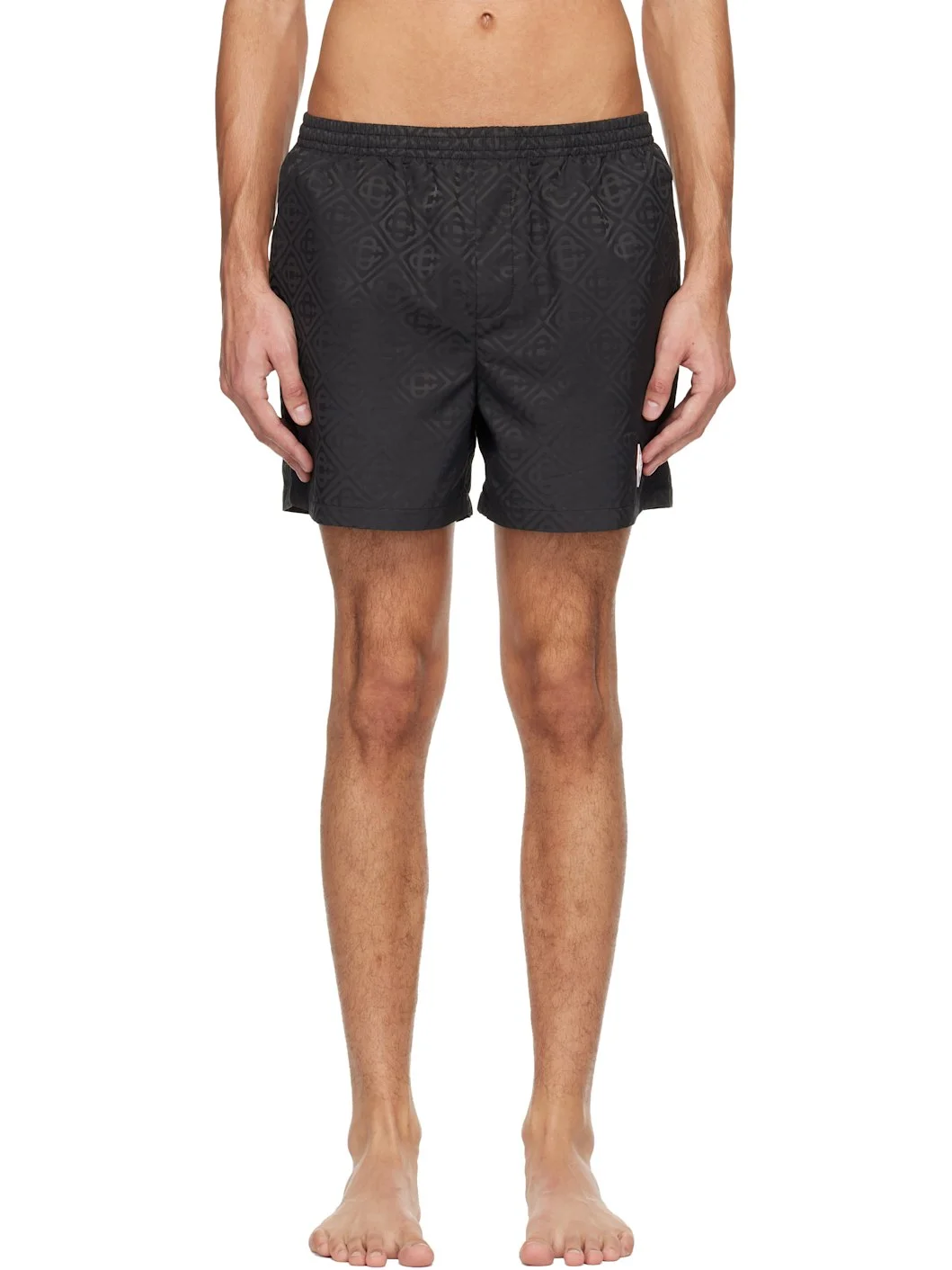 Black Jacquard Swim Shorts - 1