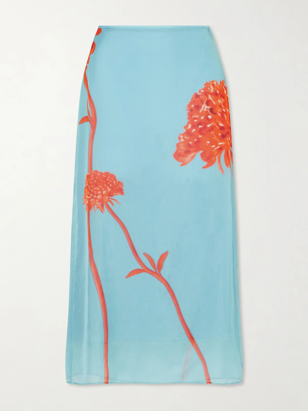 Amelie Floral-printed Silk-chiffon Midi Skirt - 1