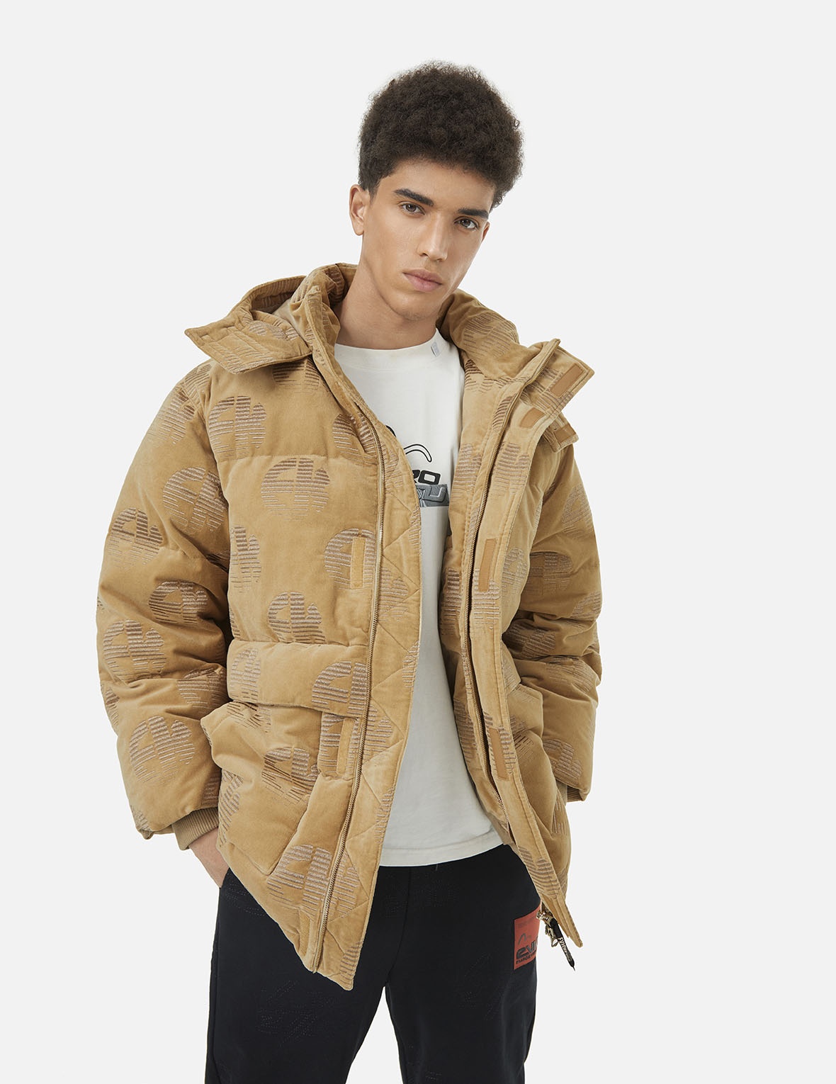Allover EK Logo Velvet Relax Fit Down Jacket - 6