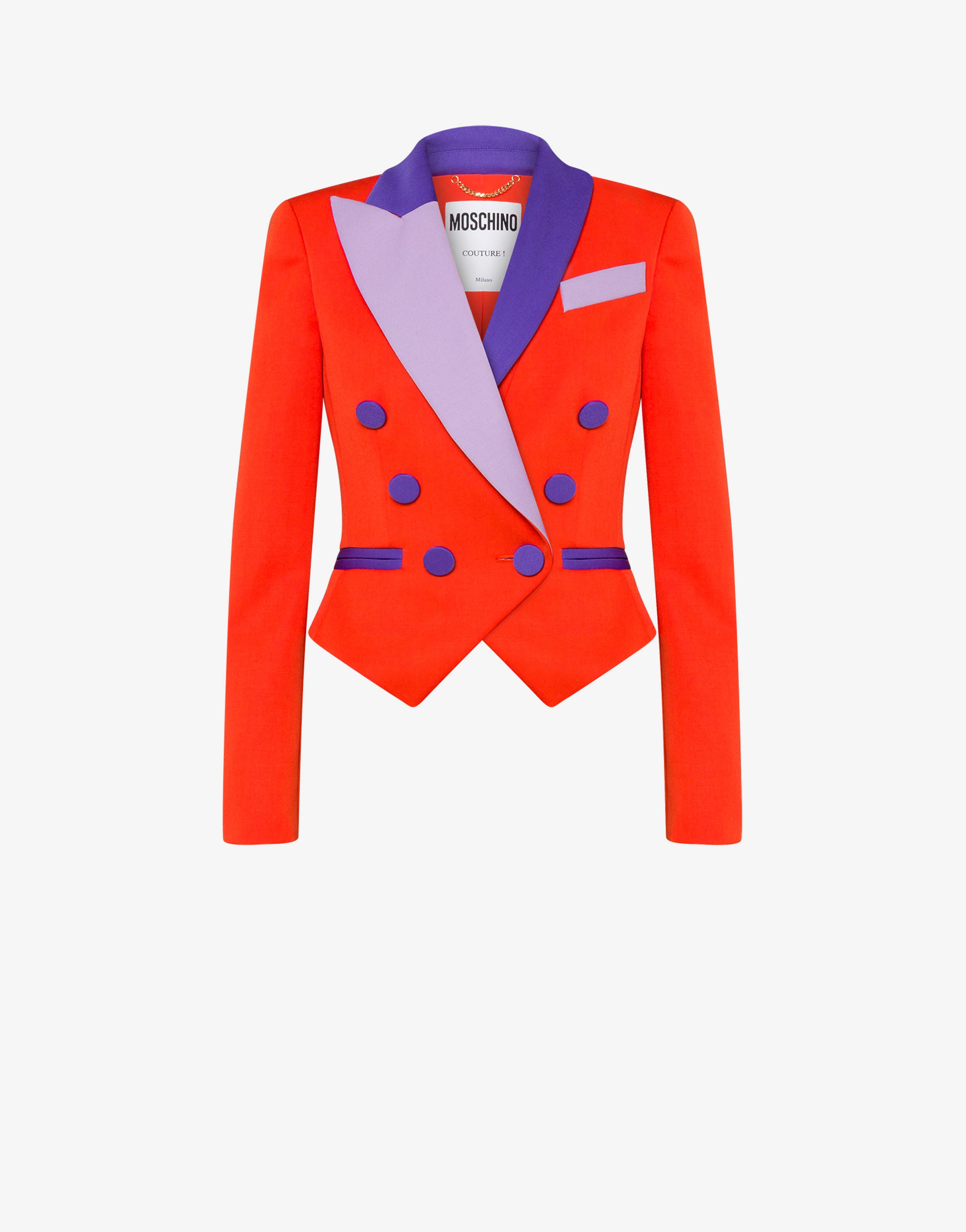 COLOUR BLOCK WOOL SHORT JACKET - 1