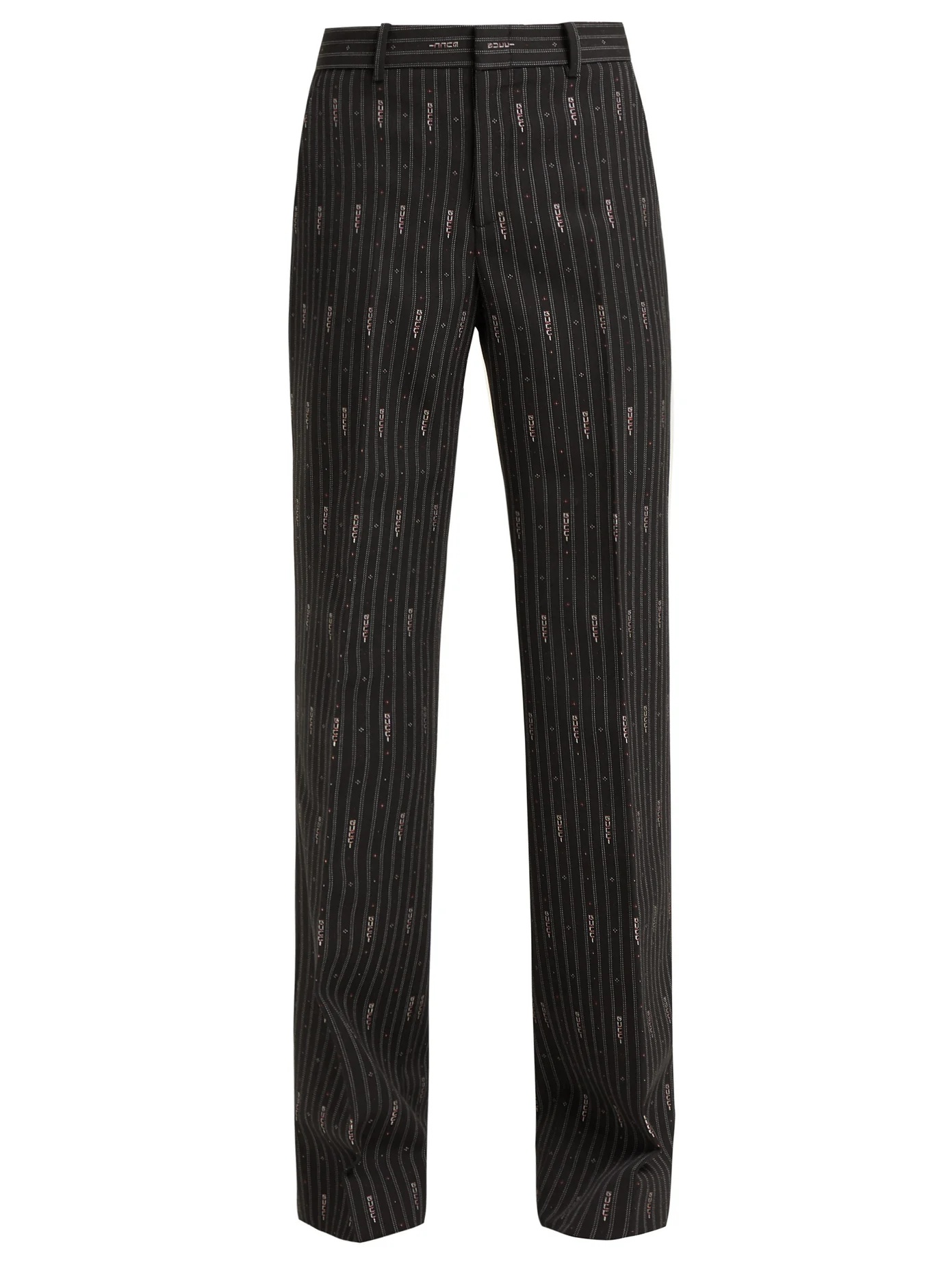 Logo wool and silk-blend jacquard trousers - 1