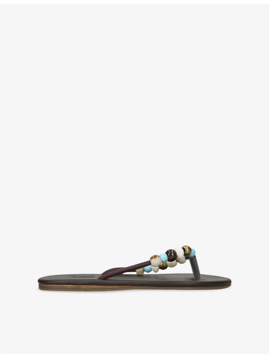 Saionara Bead-Embellished Thong Leather Sandals - 1
