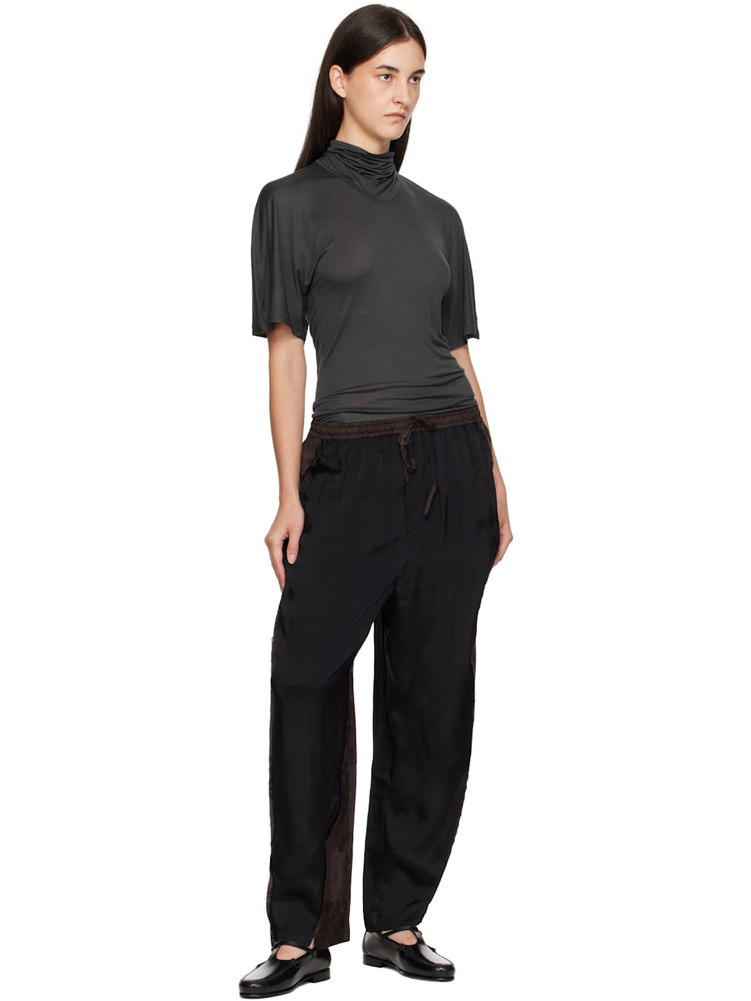 Brown Jacquard Relaxed Trousers - 4
