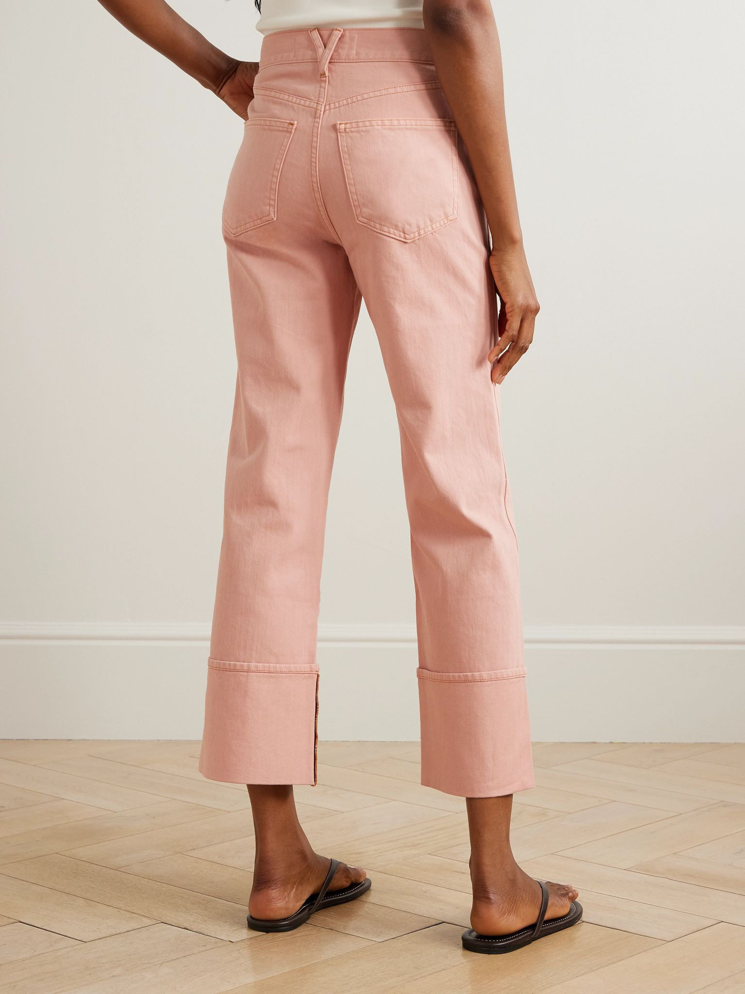 Dylan cropped high-rise straight-leg jeans Pastel pink - 4