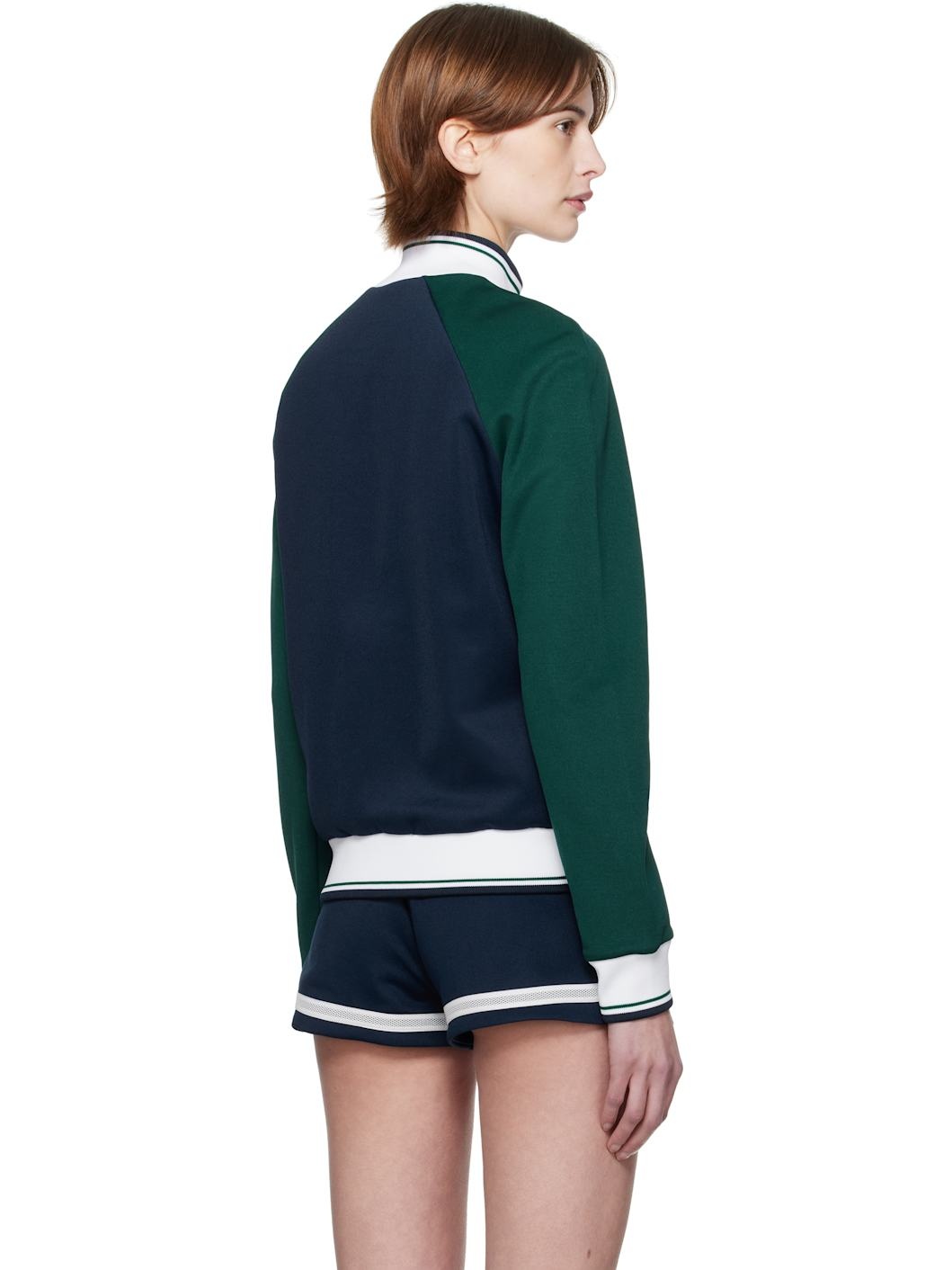 Navy & Green Mesh Tape Track Jacket - 3