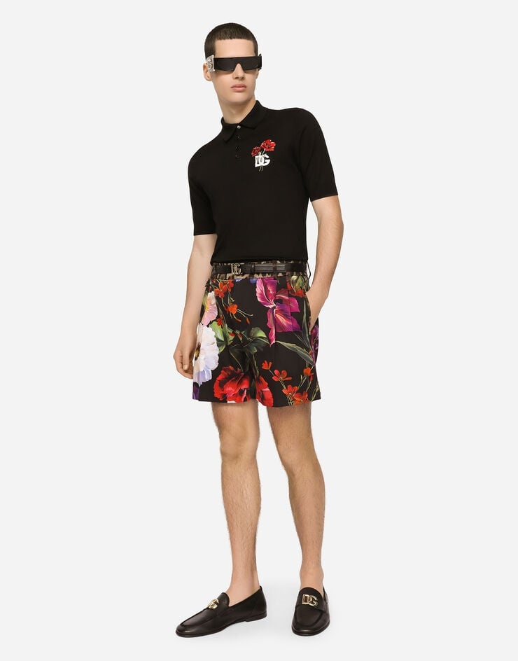 Floral-print cotton drill shorts - 6