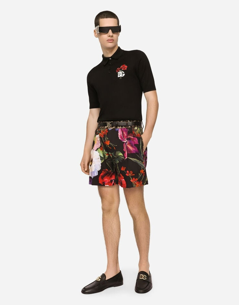 Dolce & Gabbana Floral-print cotton drill shorts outlook
