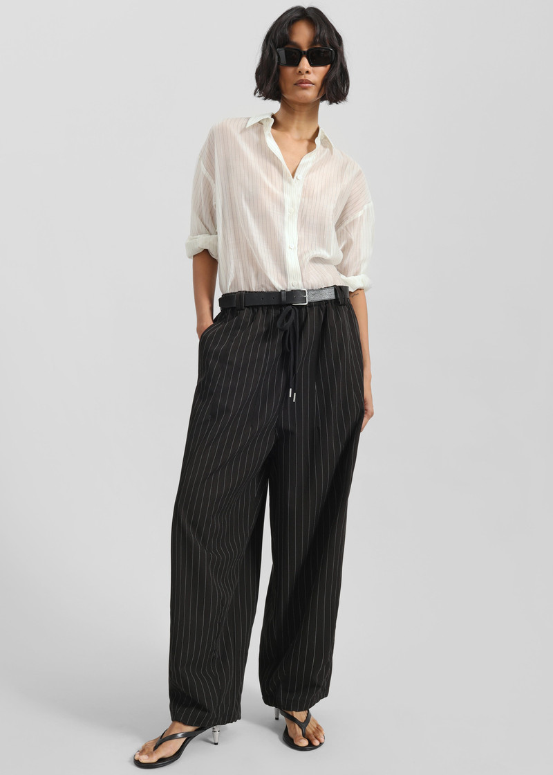 Kesin Open Back Shirt - White/Grey Stripe 5
