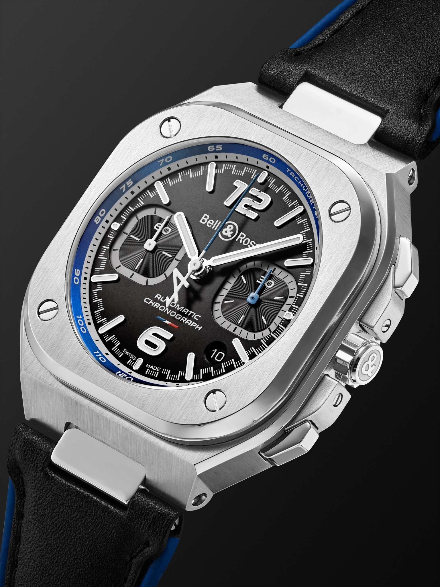 BR 05 Alpine Automatic Chronograph 42mm Stainless Steel and Leather Watch, Ref. No. BR05C-A523-ST/SC - 4