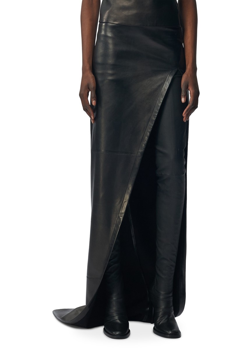 スカート ANN DEMEULEMEESTER 'Janita' skirt Black Ann Demeulemeester Janita X-Long Asymmetric Skirt With Deep