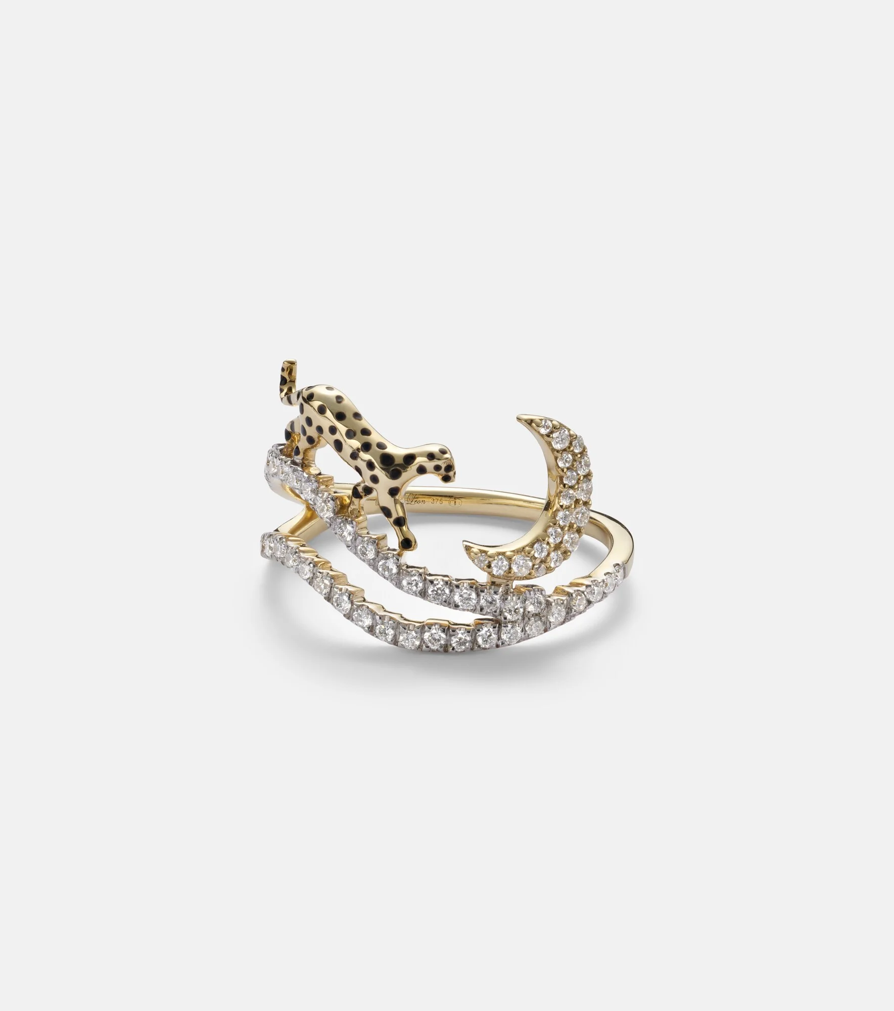 Rêves Étoilés 9kt gold and enamel ring with diamonds - 1