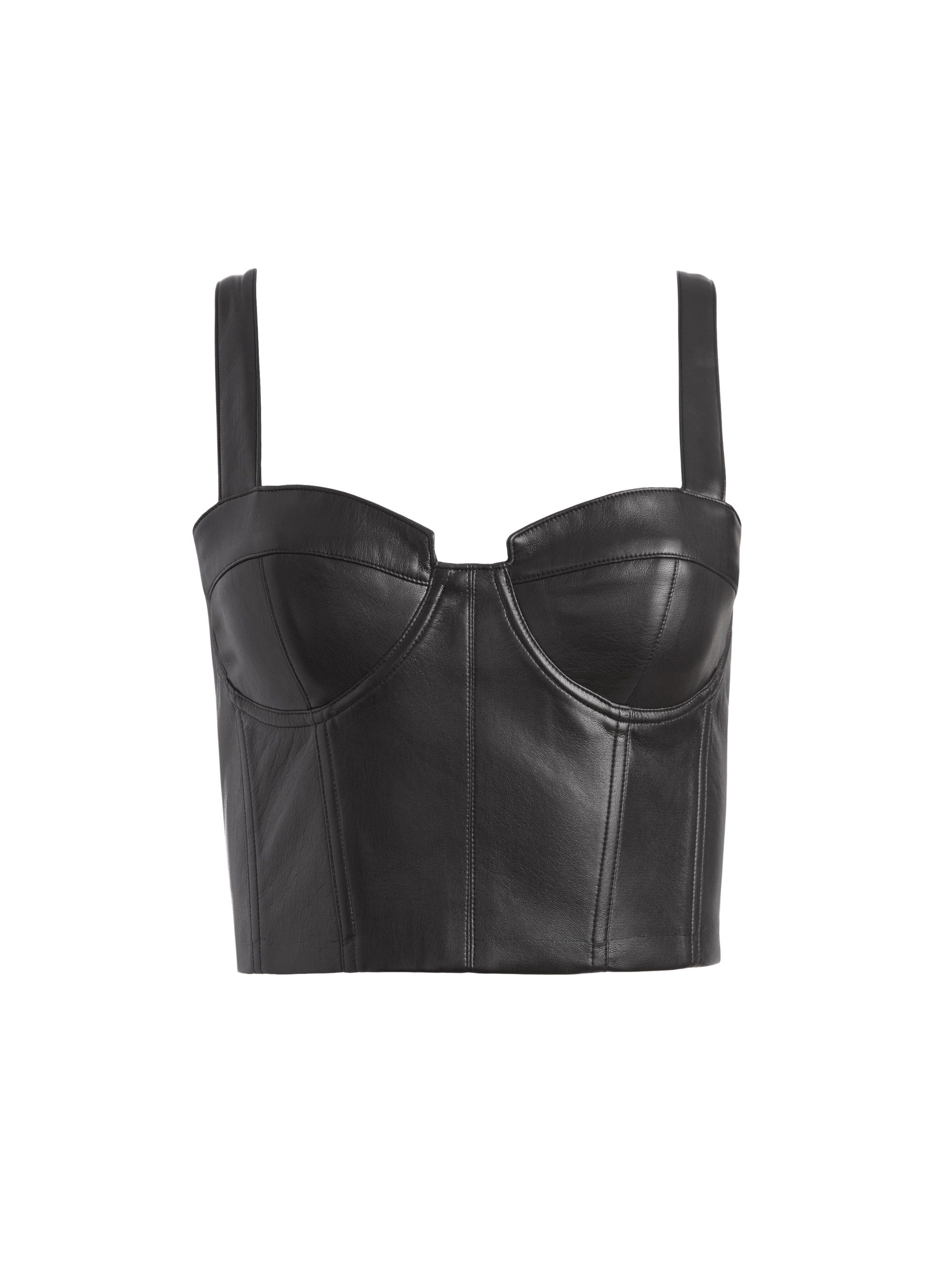 JEANNA BUSTIER VEGAN LEATHER CROP TOP - 1