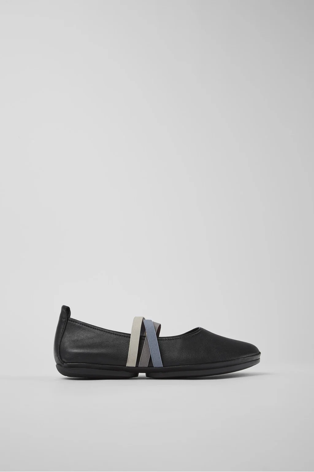 Twins Black Leather Ballerina for Women - 1